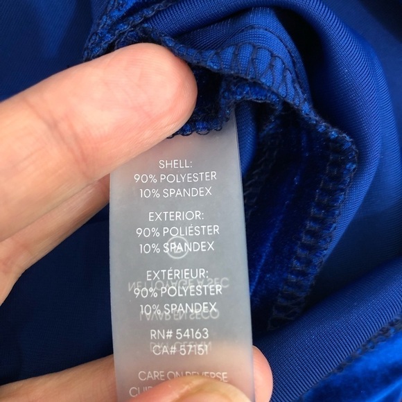 Calvin Klein Size 4 Blue Velvet Short Sleeve Cold-Shoulder Dress Fitted Sheath - Picture 10 of 10